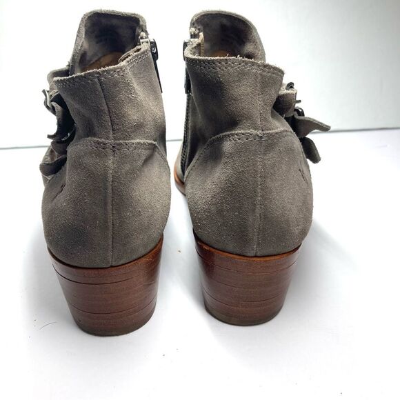 Frye Ray Belted STO Grey Suede Bootie Triple Buckle 9 M Boho Western Boots - Picture 6 of 16